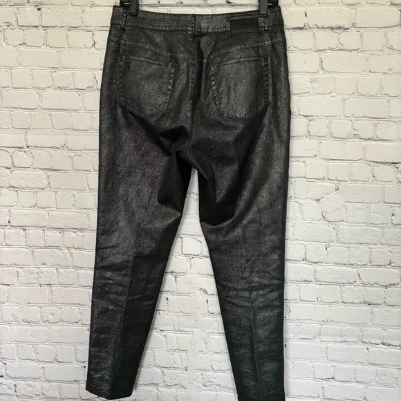 LAUNDRY by Shelli Segal Black Metallic Skinny Cropped Pants--EUC--8 - Picture 4 of 16